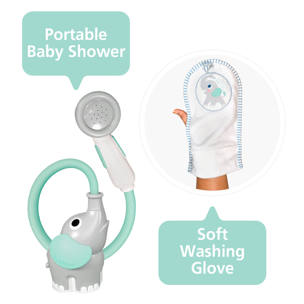 Elephant baby shower Wash & Glove Turquoise